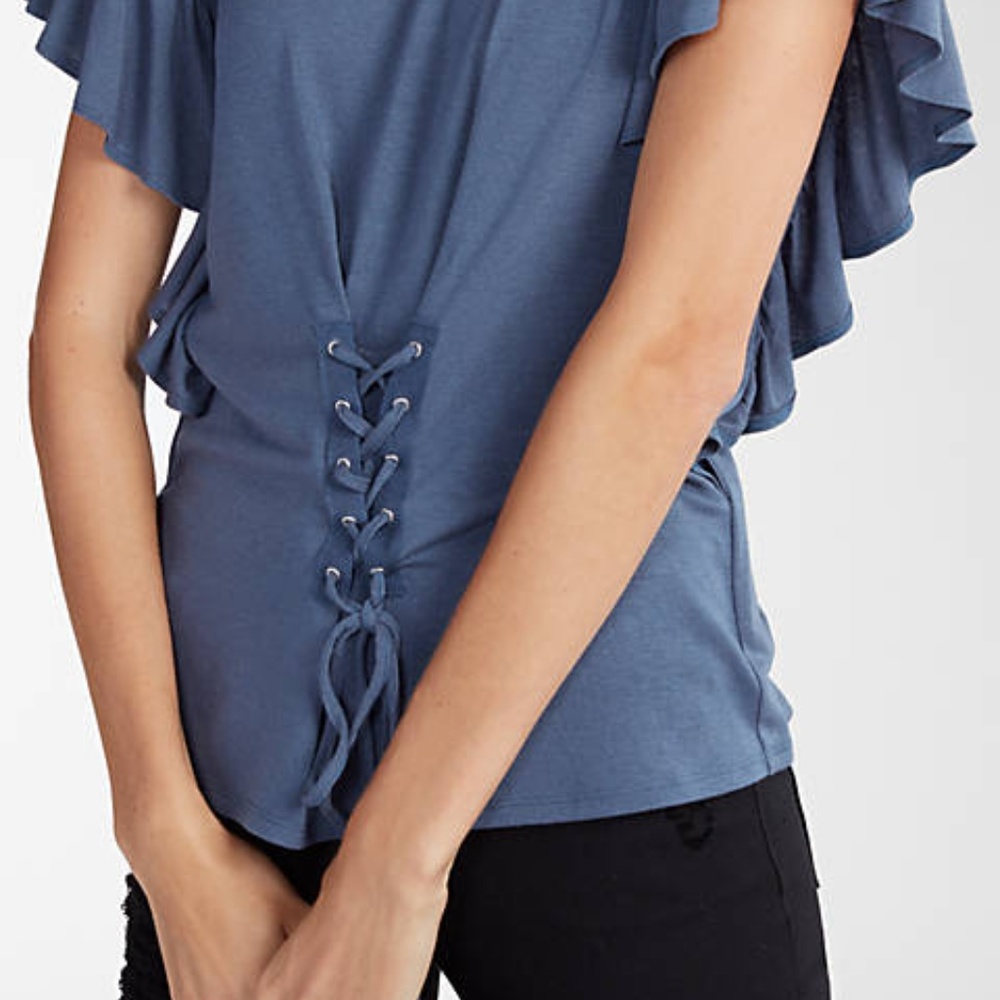 Authentic Express Ruffle Sleeve Lace Up Corset